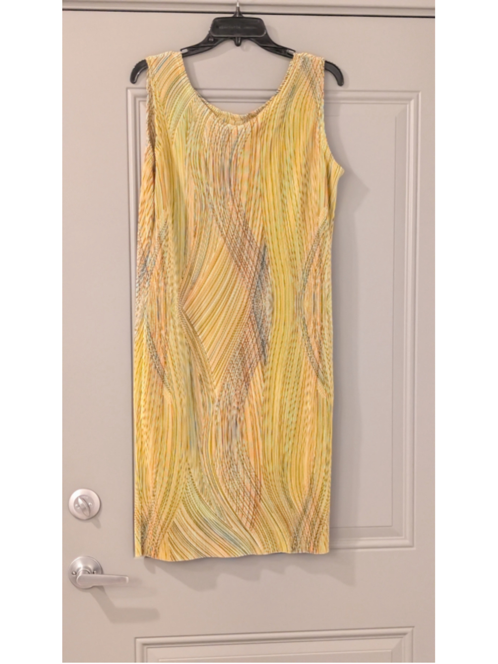 Women's Plisse Pleated Midi Dress Size M Yellow Orange